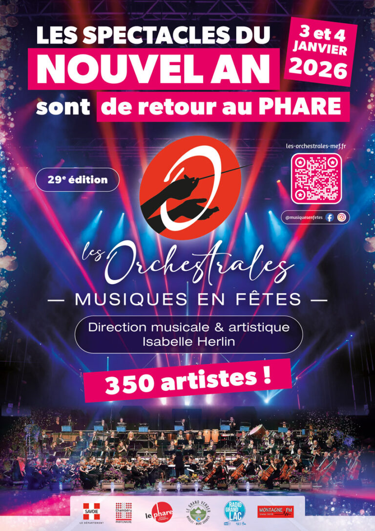 Affiche du spectacle du Nouvel An 2026 - Les Orchestrales Musiques en Fêtes - Le Phare de Chambéry