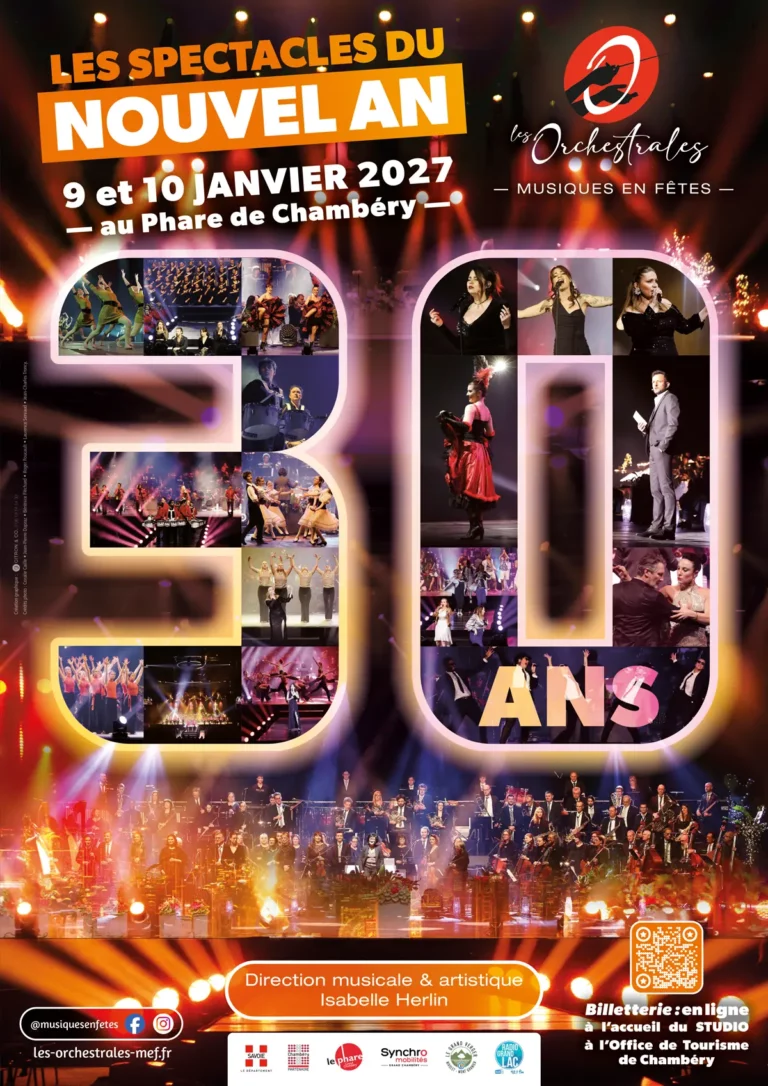 Affiche du spectacle du Nouvel An 2027 - Les Orchestrales Musiques en Fêtes - Anniversaire des 30 ans • Le Phare de Chambéry